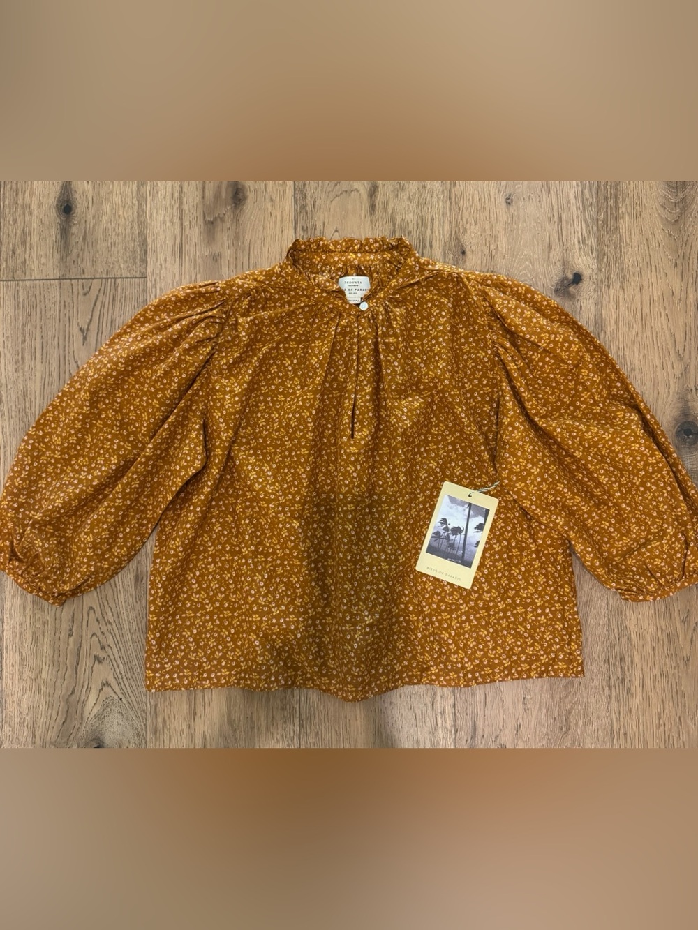 BNWT Trovata Birds of Paradis Orly Blouse Pecan Ditsy size XS $288 - Picture 7 of 8